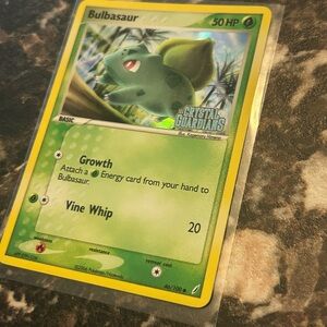 Pokemon Bulbasaur Card Reverse Holo Crystal Guardian Stamped N- Green and Yellow